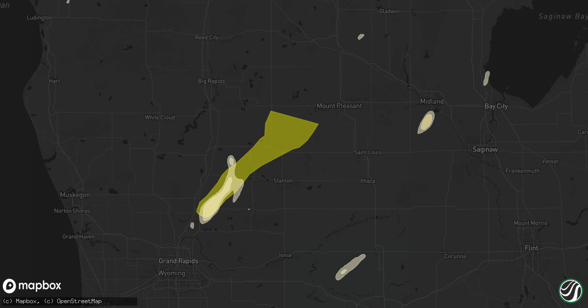 Hail map in Edmore, MI on June 16, 2026