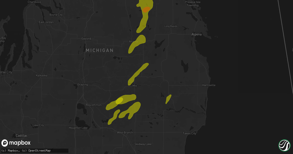 Hail map in Fairview, MI on June 16, 2026