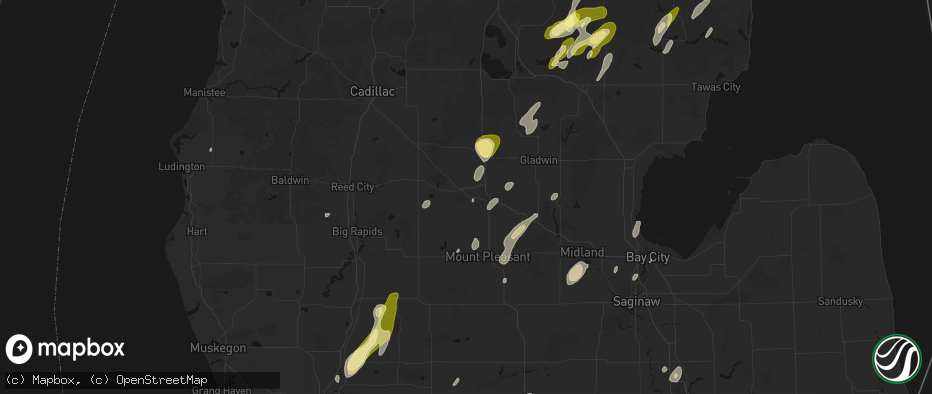 Hail map in Farwell, MI on June 16, 2026