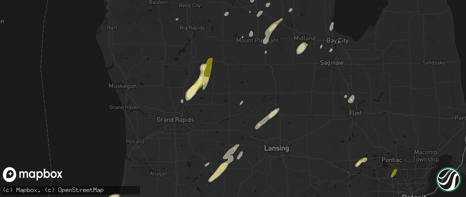 Hail map in Fenwick, MI on June 16, 2026