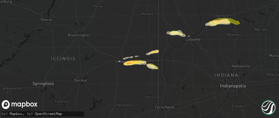 Hail map in Fithian, IL on June 16, 2026