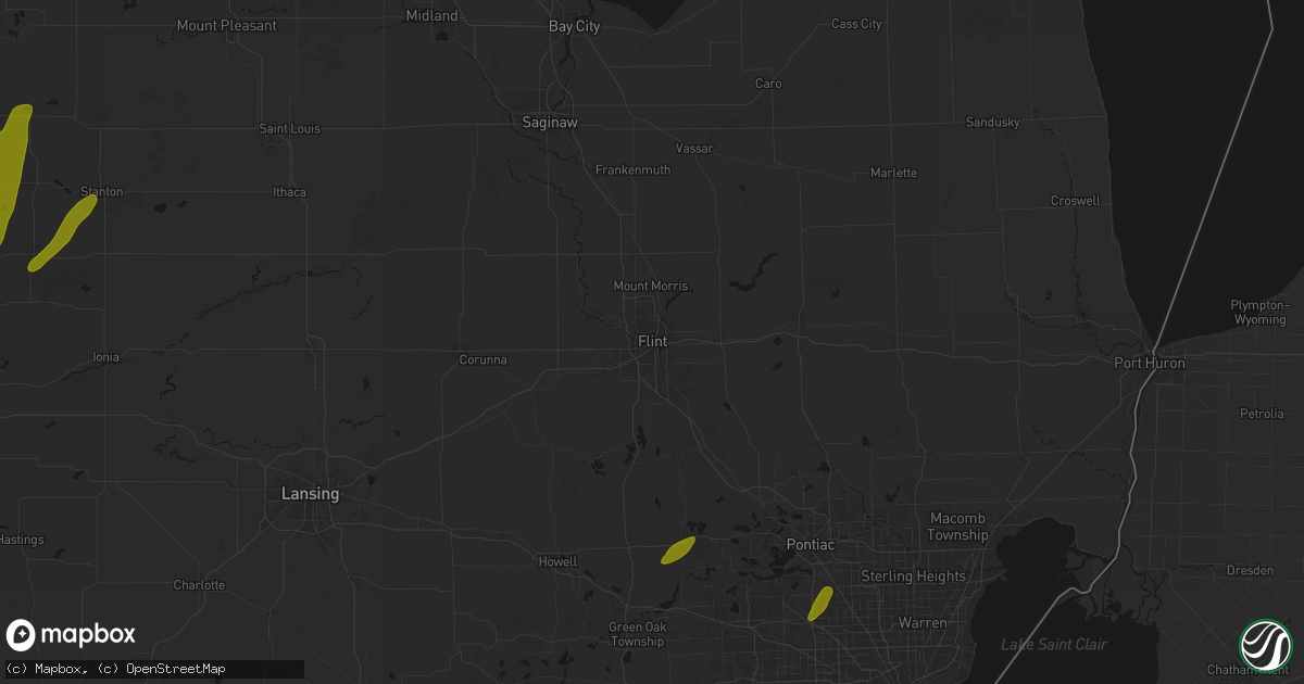 Hail map in Flint, MI on June 16, 2026