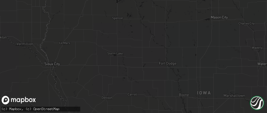Hail map in Fonda, IA on June 16, 2026