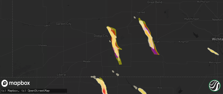Hail map in Ford, KS on June 16, 2026