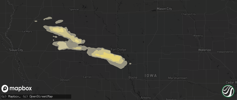 Hail map in Fort Dodge, IA on June 16, 2026