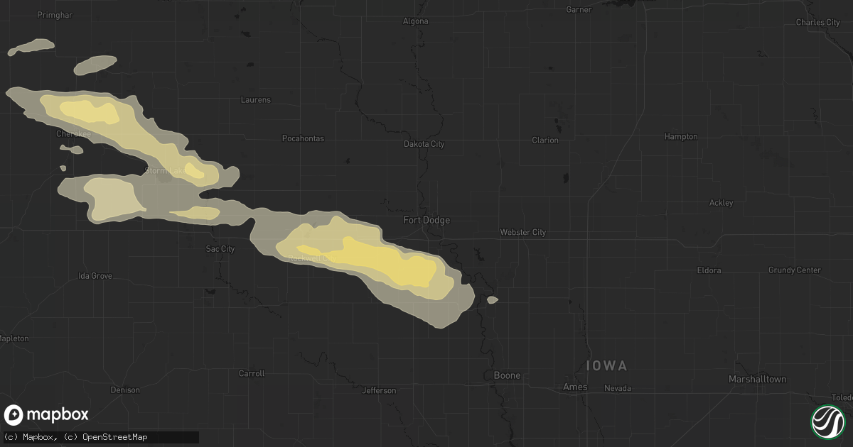 Hail map in Fort Dodge, IA on June 16, 2026