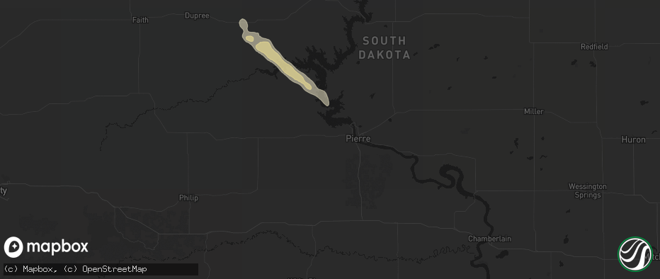 Hail map in Fort Pierre, SD on June 16, 2026