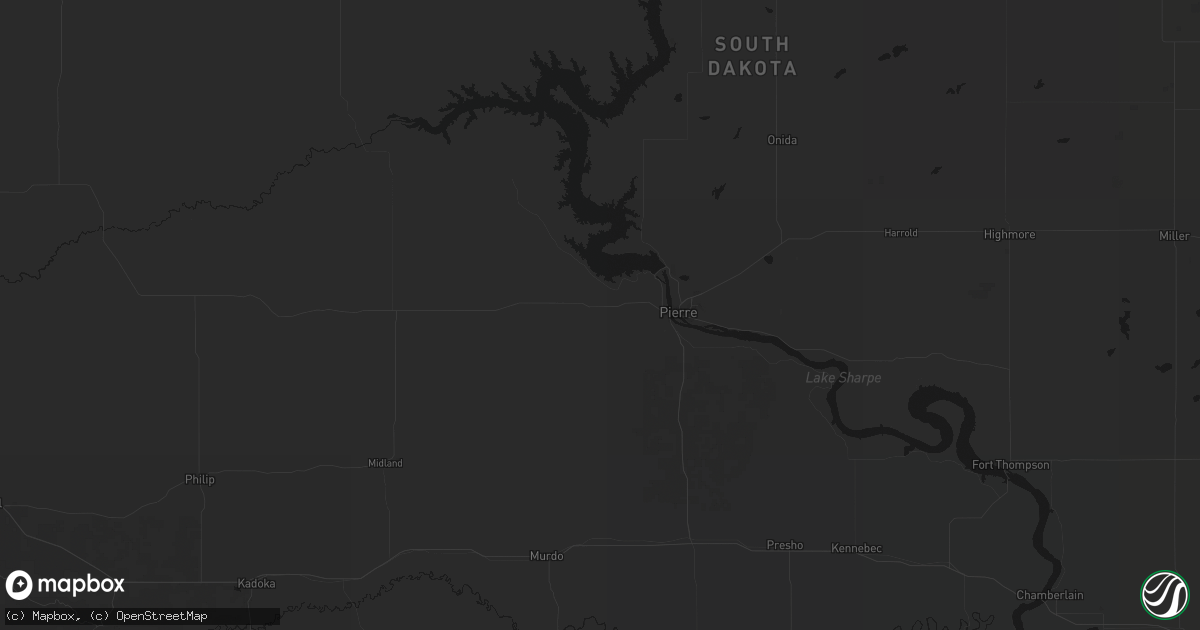 Hail map in Fort Pierre, SD on June 16, 2026
