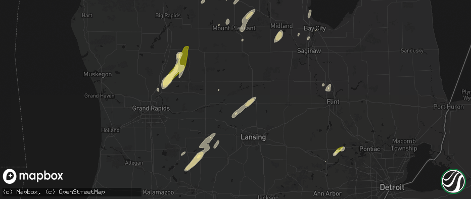 Hail map in Fowler, MI on June 16, 2026