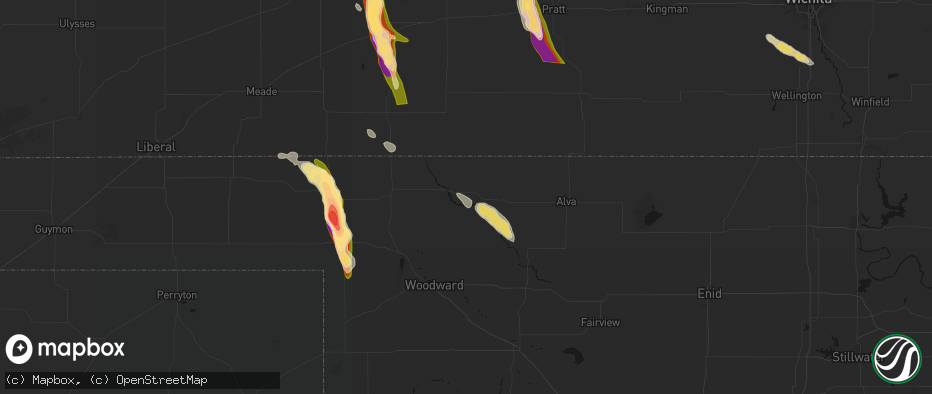 Hail map in Freedom, OK on June 16, 2026
