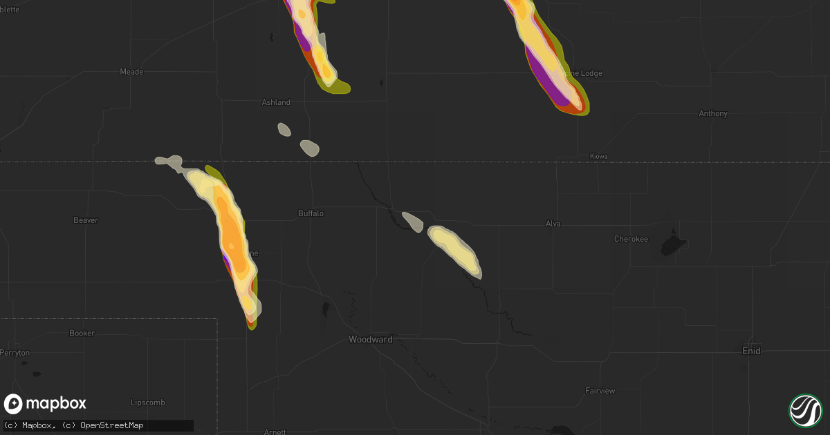 Hail map in Freedom, OK on June 16, 2026