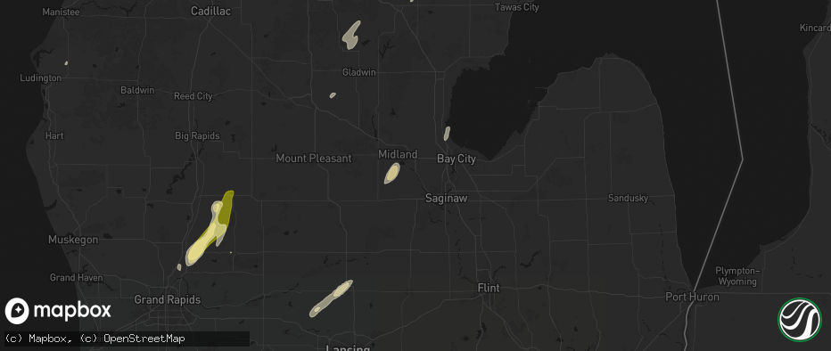Hail map in Freeland, MI on June 16, 2026