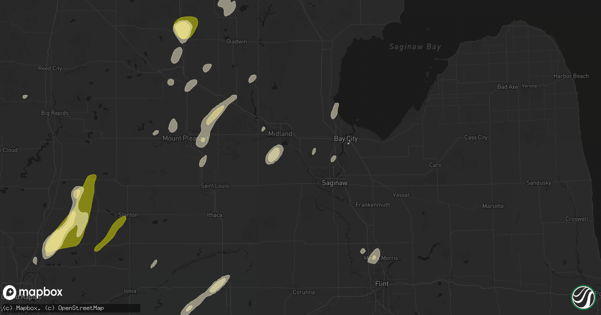 Hail map in Freeland, MI on June 16, 2026