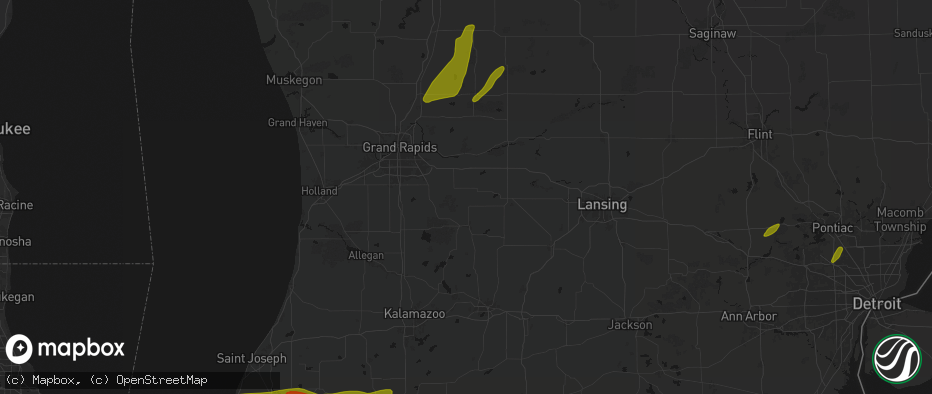 Hail map in Freeport, MI on June 16, 2026