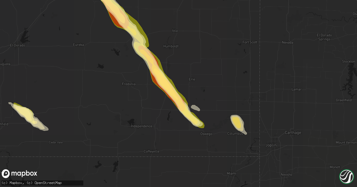 Hail map in Galesburg, KS on June 16, 2026