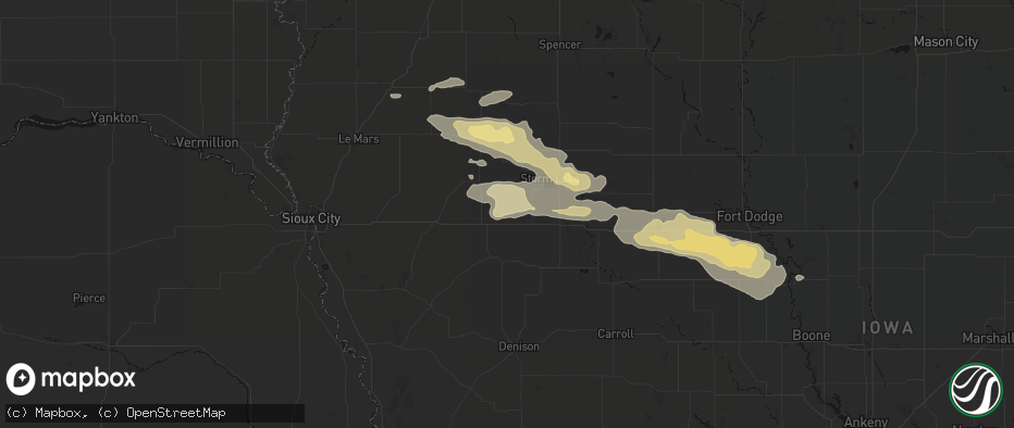 Hail map in Galva, IA on June 16, 2026
