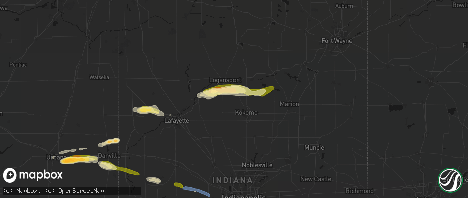 Hail map in Galveston, IN on June 16, 2026