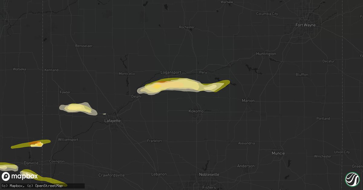 Hail map in Galveston, IN on June 16, 2026