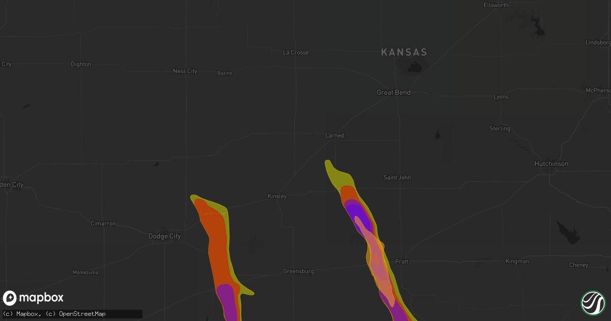Hail map in Garfield, KS on June 16, 2026