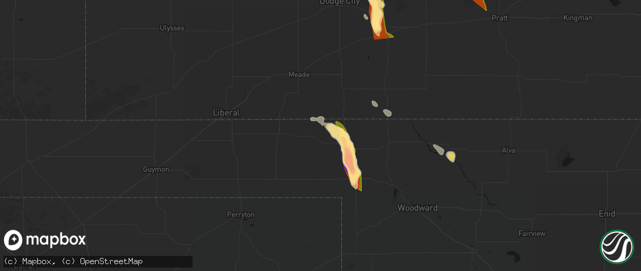 Hail map in Gate, OK on June 16, 2026