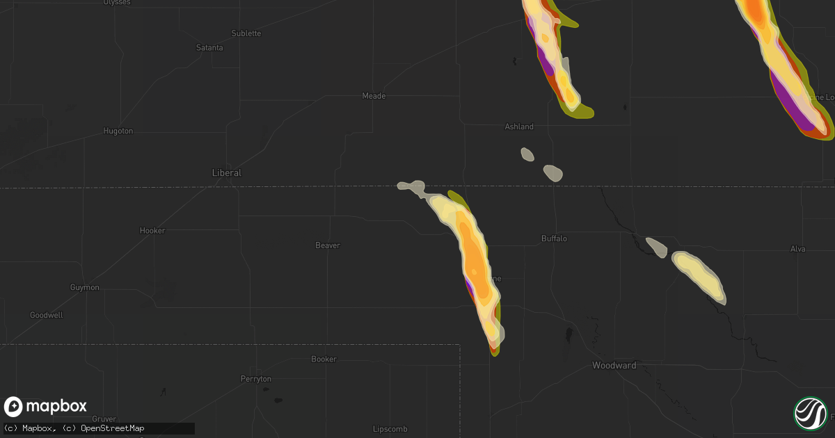 Hail map in Gate, OK on June 16, 2026