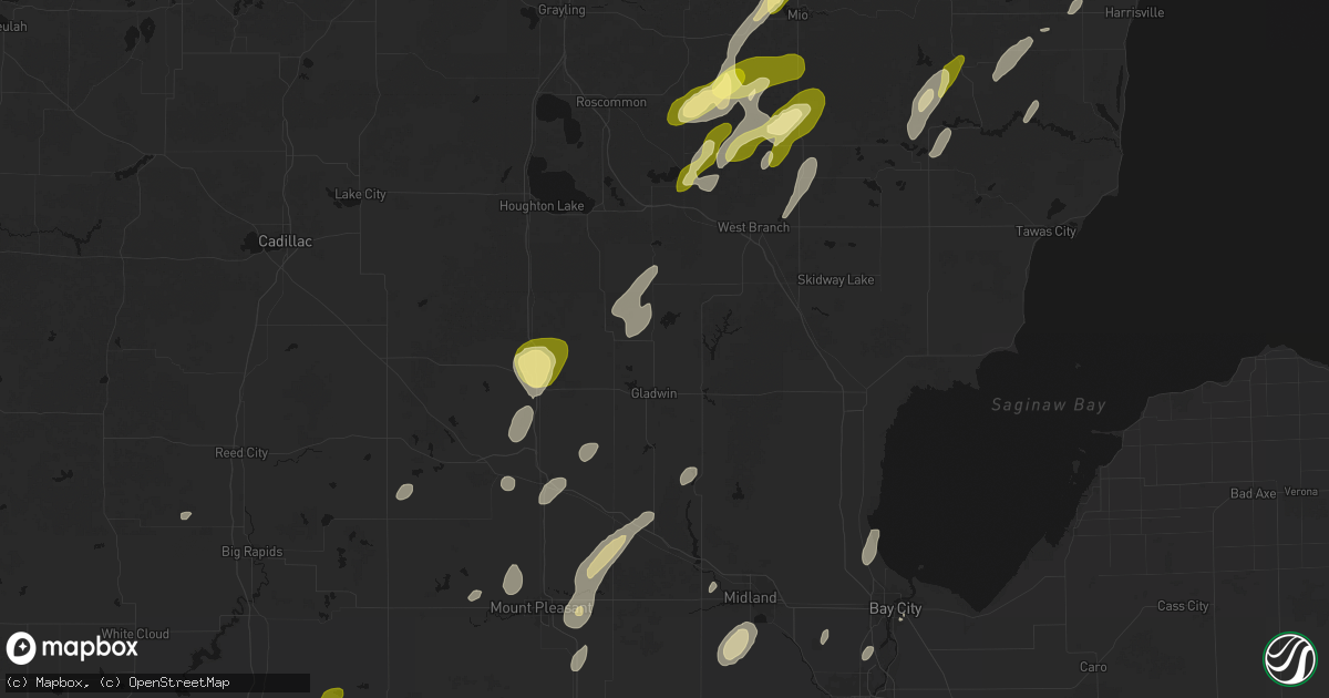 Hail map in Gladwin, MI on June 16, 2026