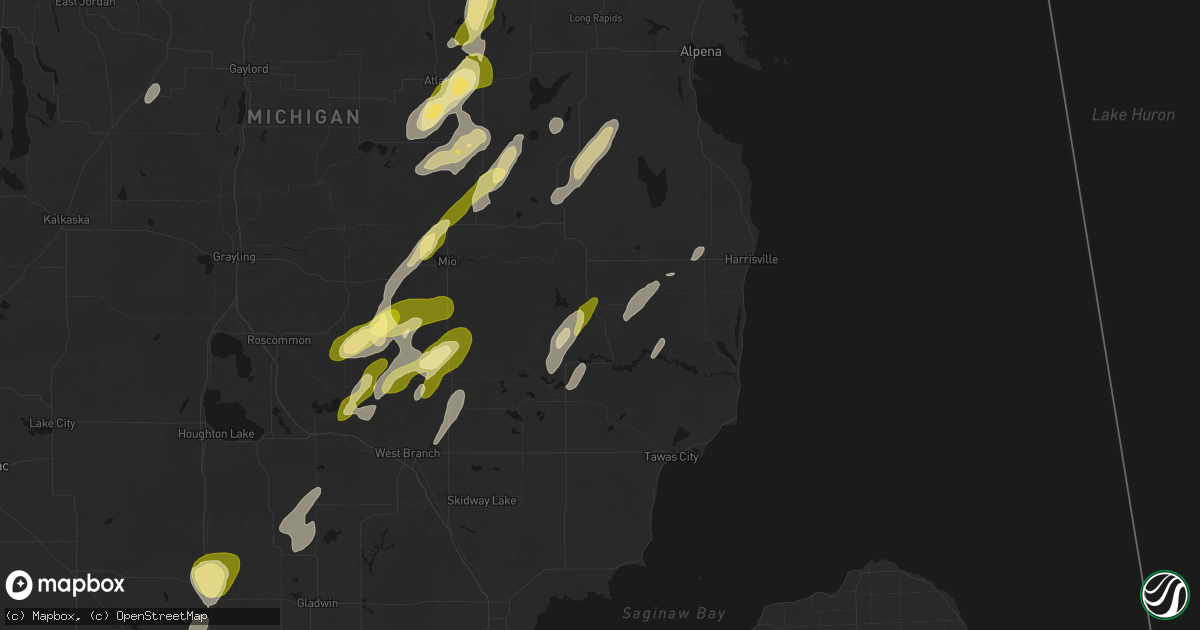 Hail map in Glennie, MI on June 16, 2026