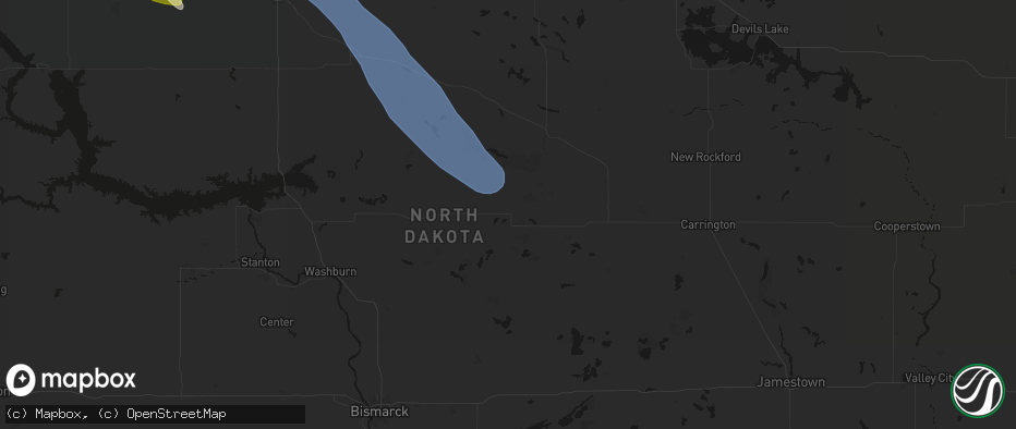 Hail map in Goodrich, ND on June 16, 2026