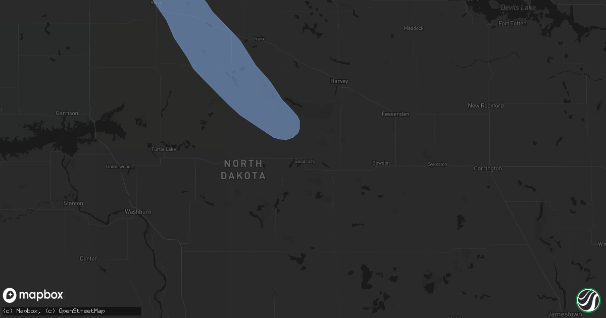 Hail map in Goodrich, ND on June 16, 2026