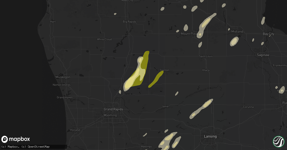 Hail map in Gowen, MI on June 16, 2026