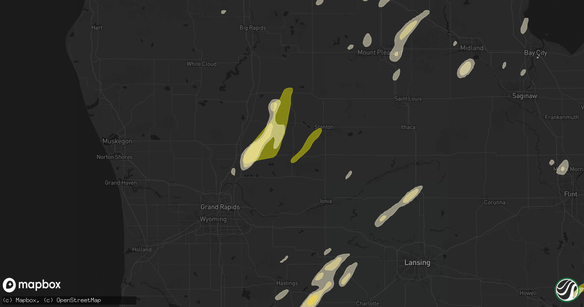 Hail map in Greenville, MI on June 16, 2026