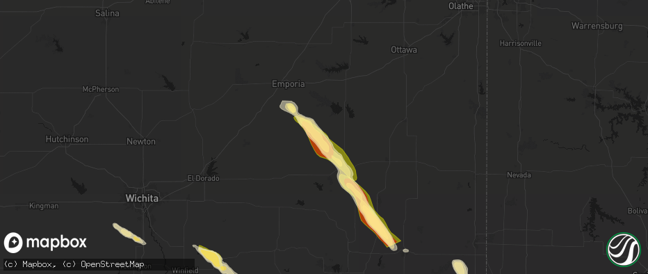 Hail map in Gridley, KS on June 16, 2026