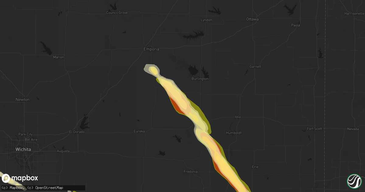 Hail map in Gridley, KS on June 16, 2026