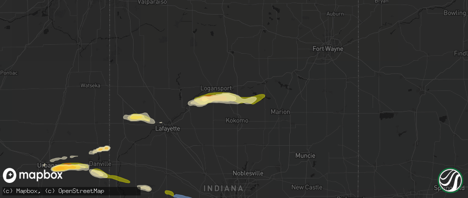Hail map in Grissom Arb, IN on June 16, 2026