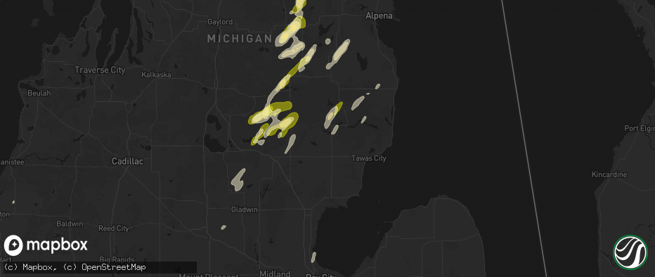 Hail map in Hale, MI on June 16, 2026