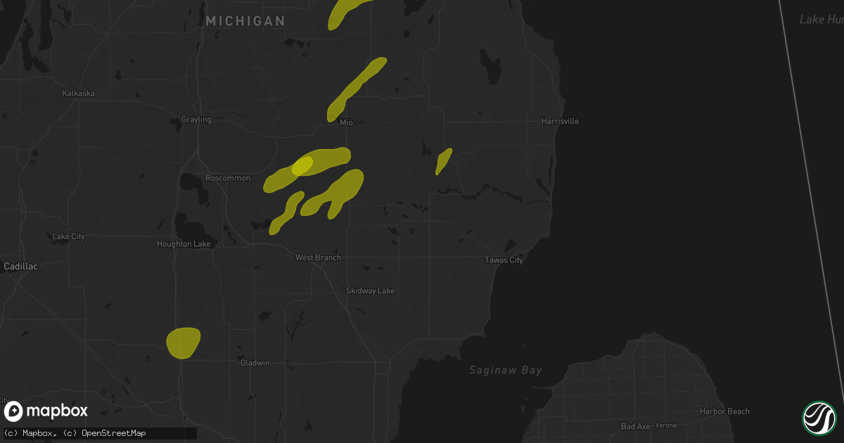 Hail map in Hale, MI on June 16, 2026