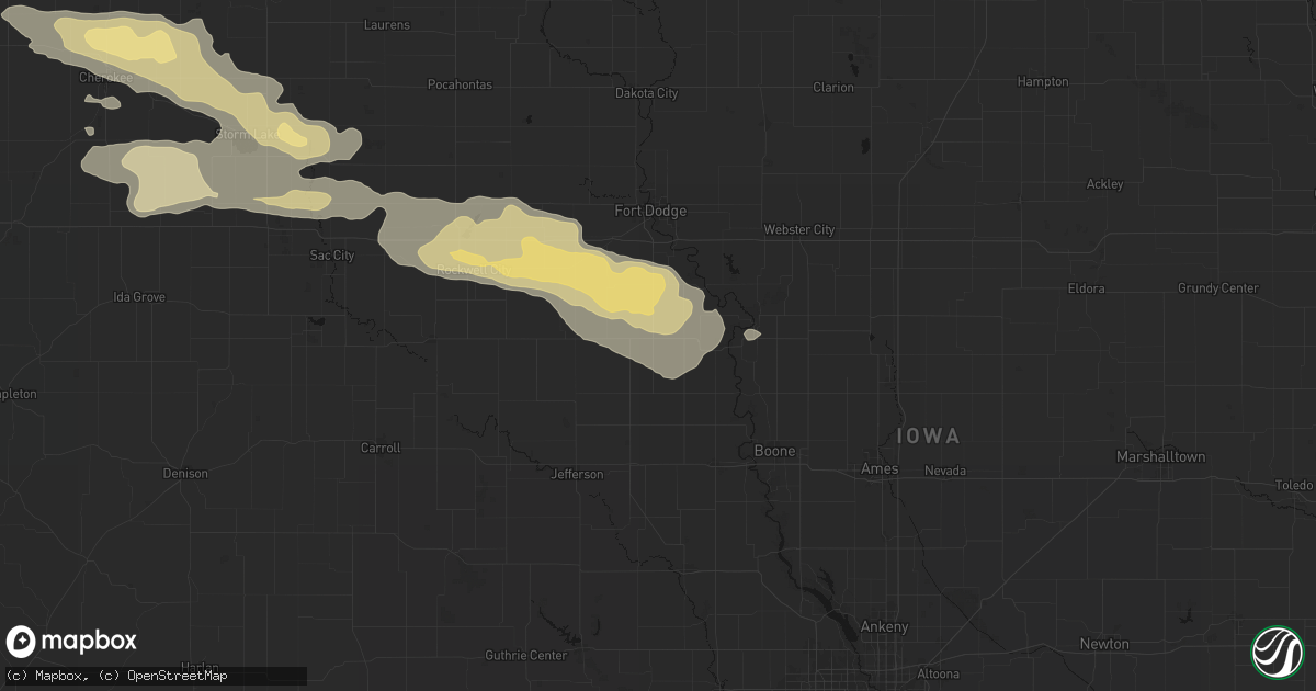 Hail map in Harcourt, IA on June 16, 2026