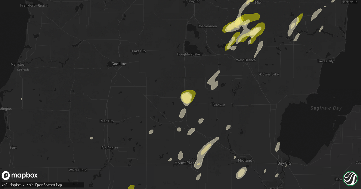 Hail map in Harrison, MI on June 16, 2026