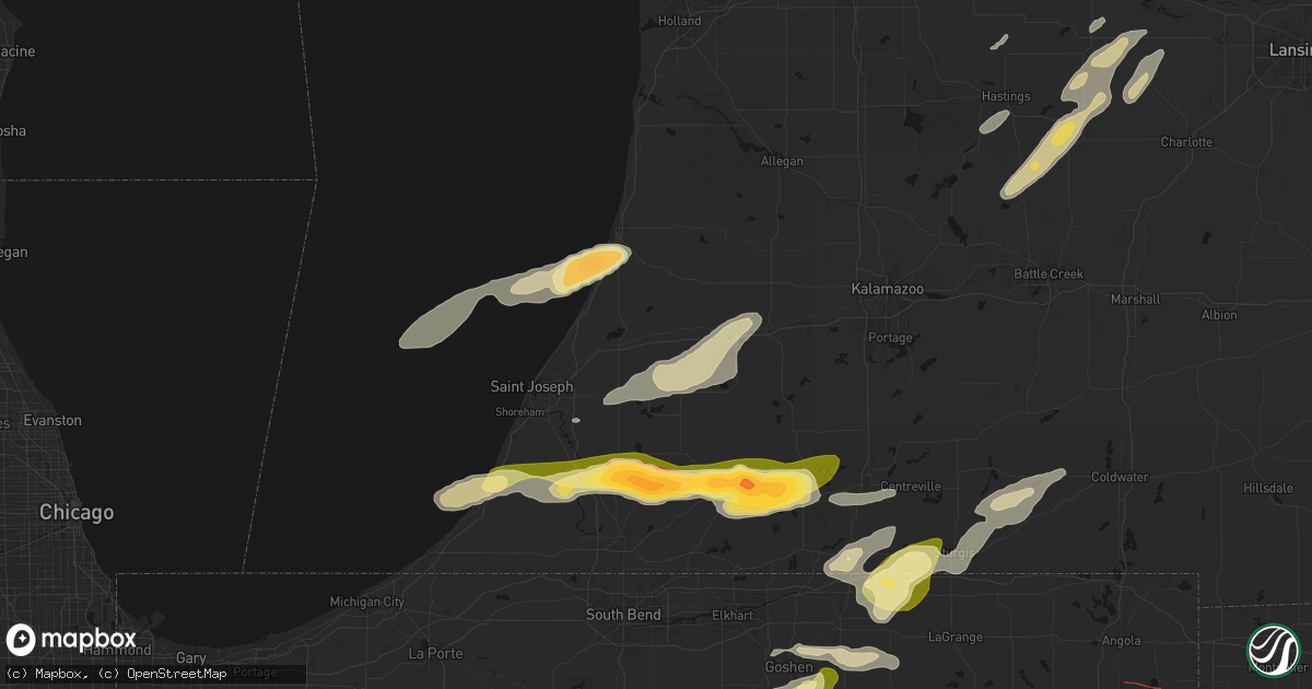 Hail map in Hartford, MI on June 16, 2026