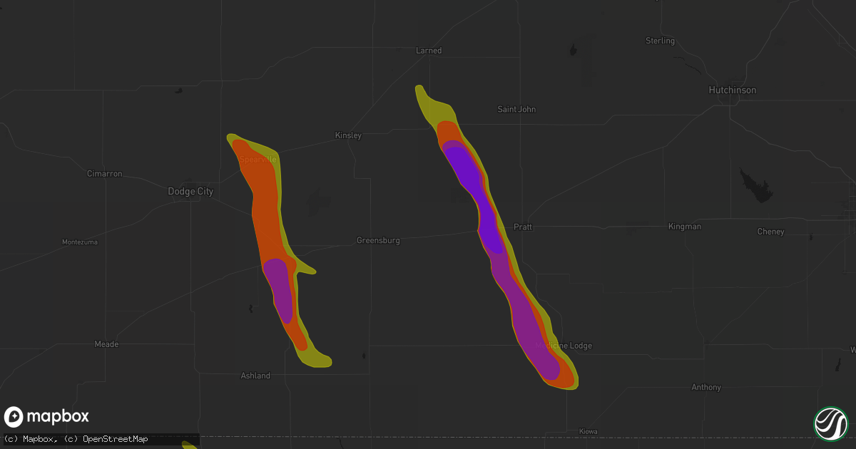Hail map in Haviland, KS on June 16, 2026