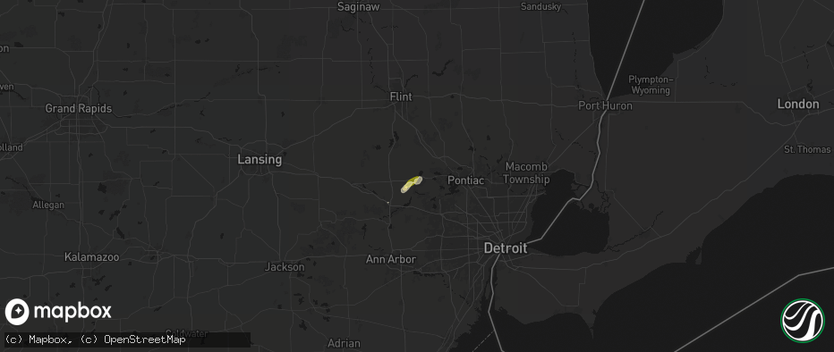 Hail map in Highland, MI on June 16, 2026