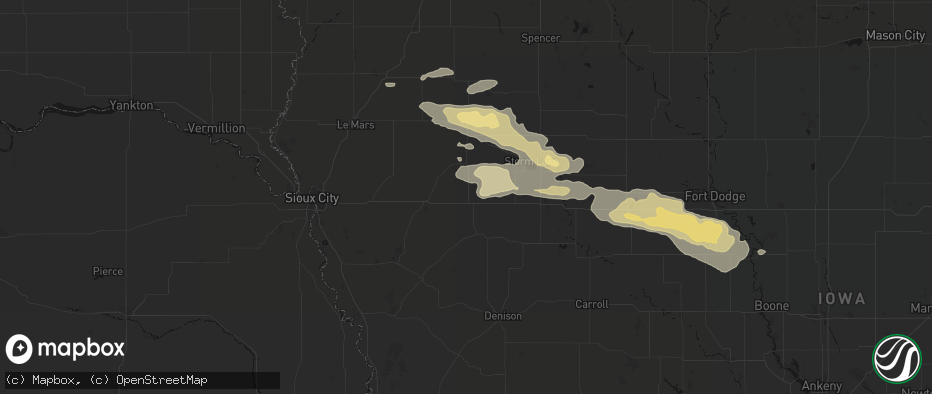 Hail map in Holstein, IA on June 16, 2026