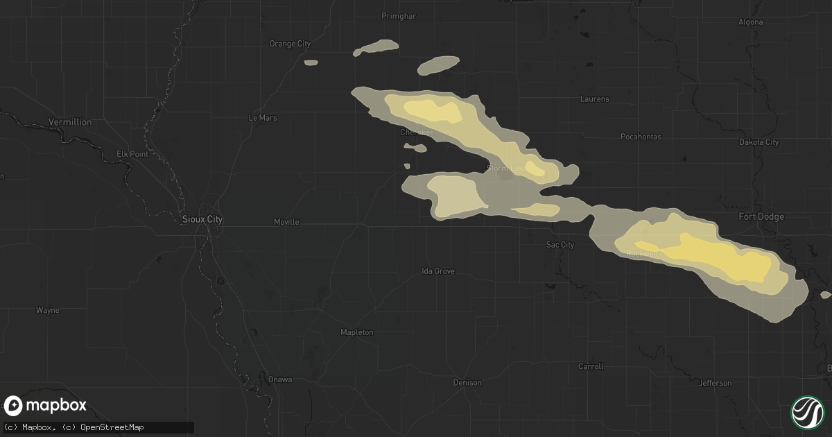 Hail map in Holstein, IA on June 16, 2026