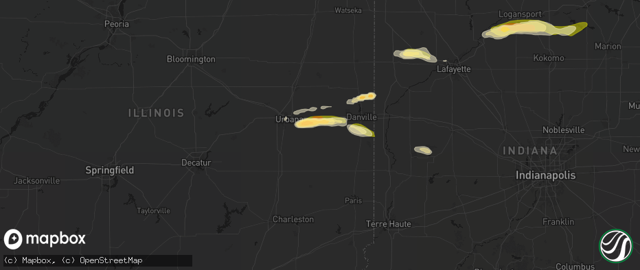 Hail map in Homer, IL on June 16, 2026