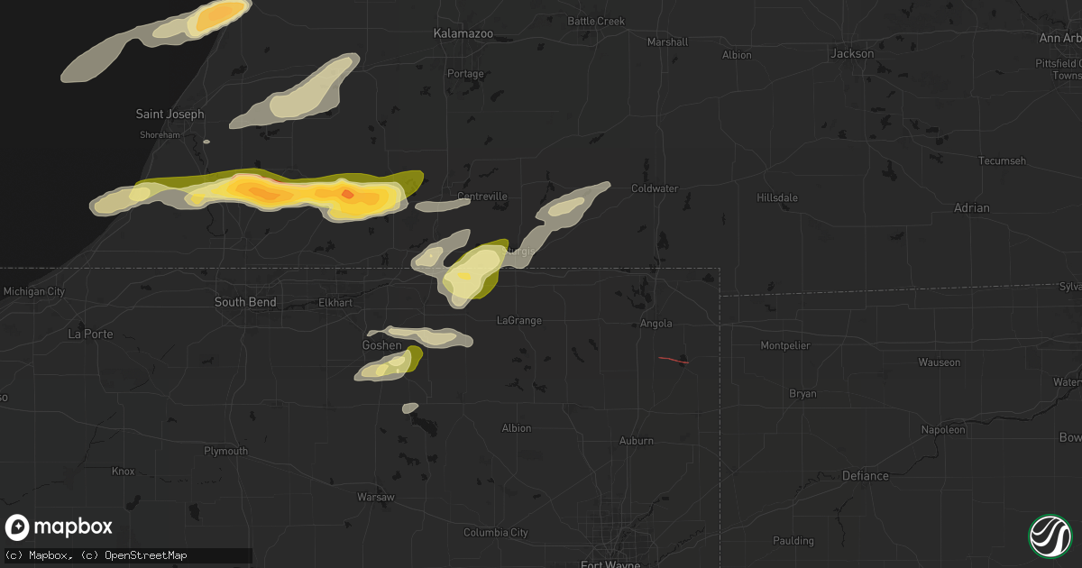 Hail map in Howe, IN on June 16, 2026
