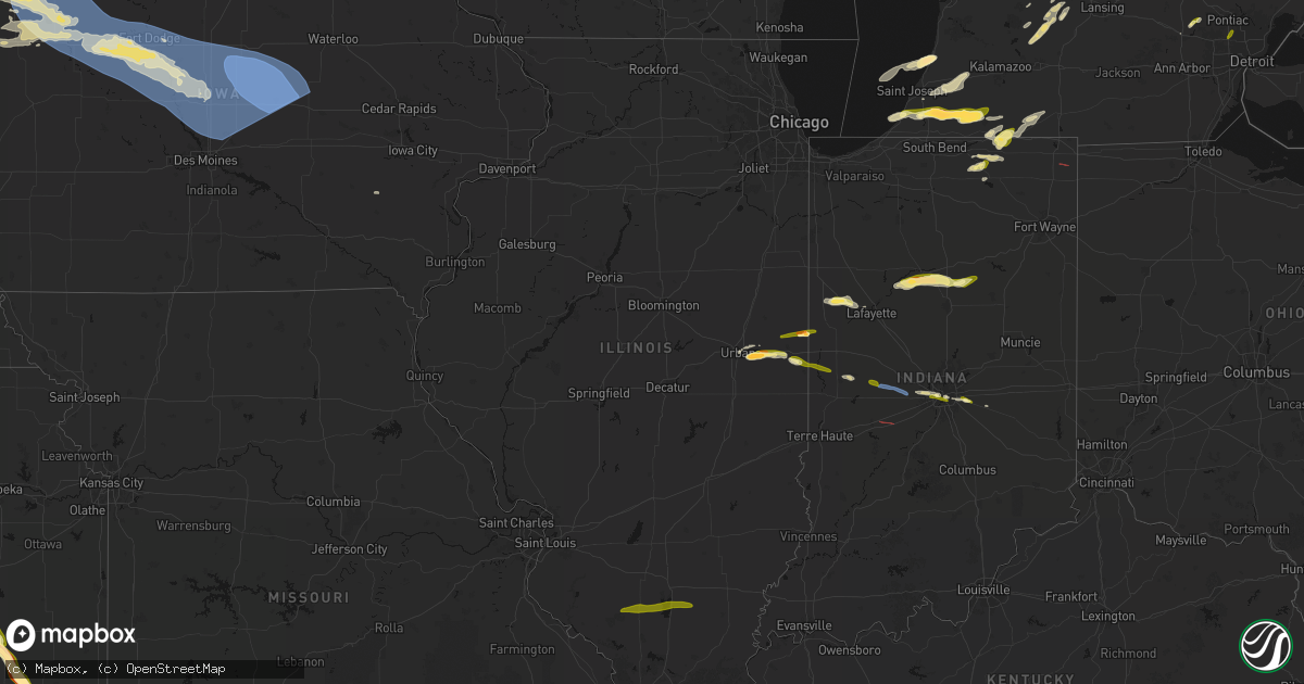 Hail map in Illinois on June 16, 2026