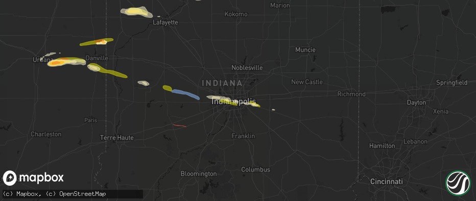 Hail map in Indianapolis, IN on June 16, 2026
