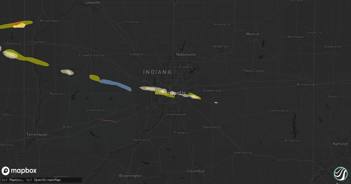 Hail map in Indianapolis, IN on June 16, 2026