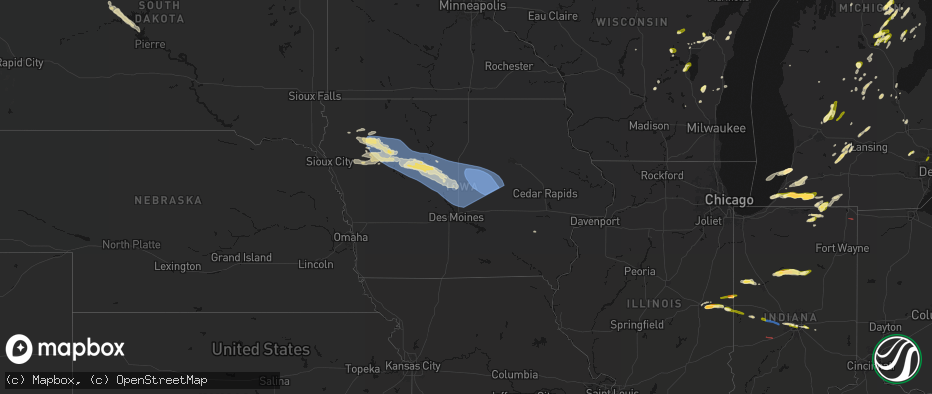 Hail map in Iowa on June 16, 2026