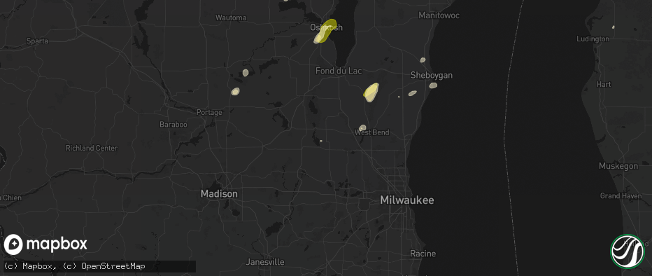 Hail map in Iron Ridge, WI on June 16, 2026